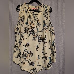 Soft Yellow Floral Sleeveless Evri Blouse